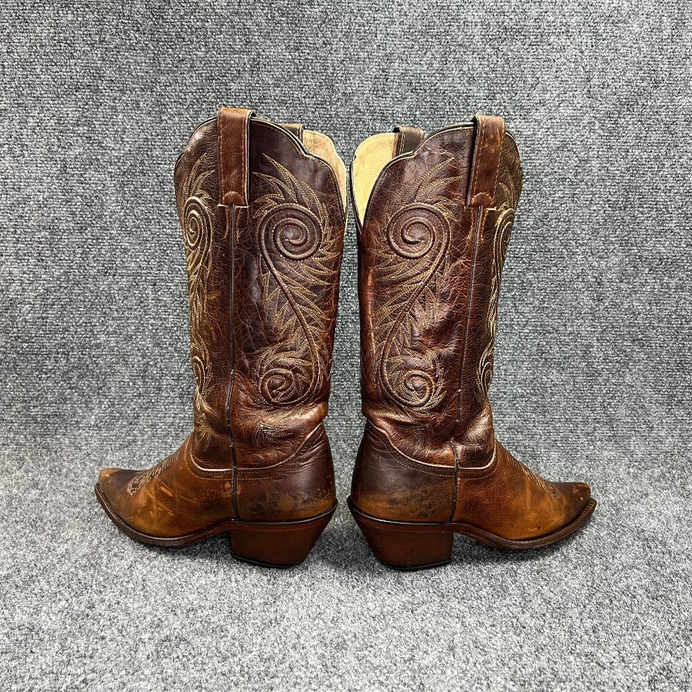 Justin Damiana Western Boots Women's Size 6.5 Brown Leather Snip Toe Cowboy Boot - Picture 7 of 16